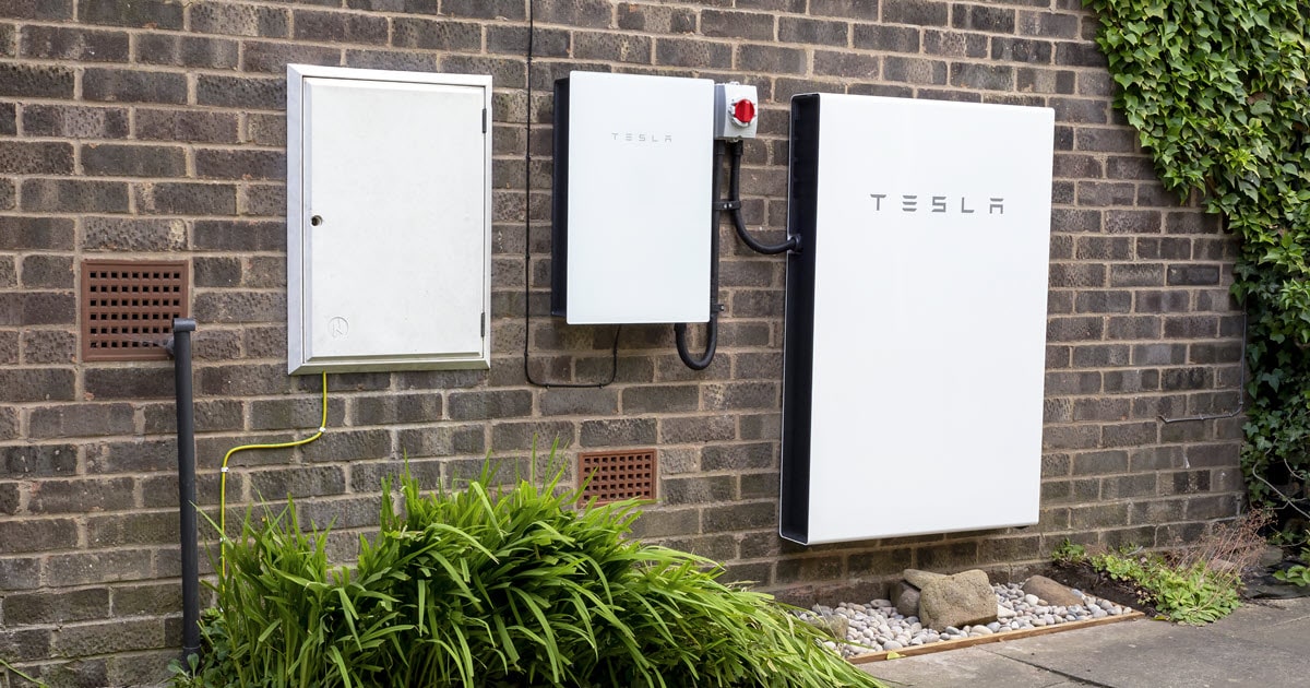 Tesla Powerwall 2 solar battery system in home.