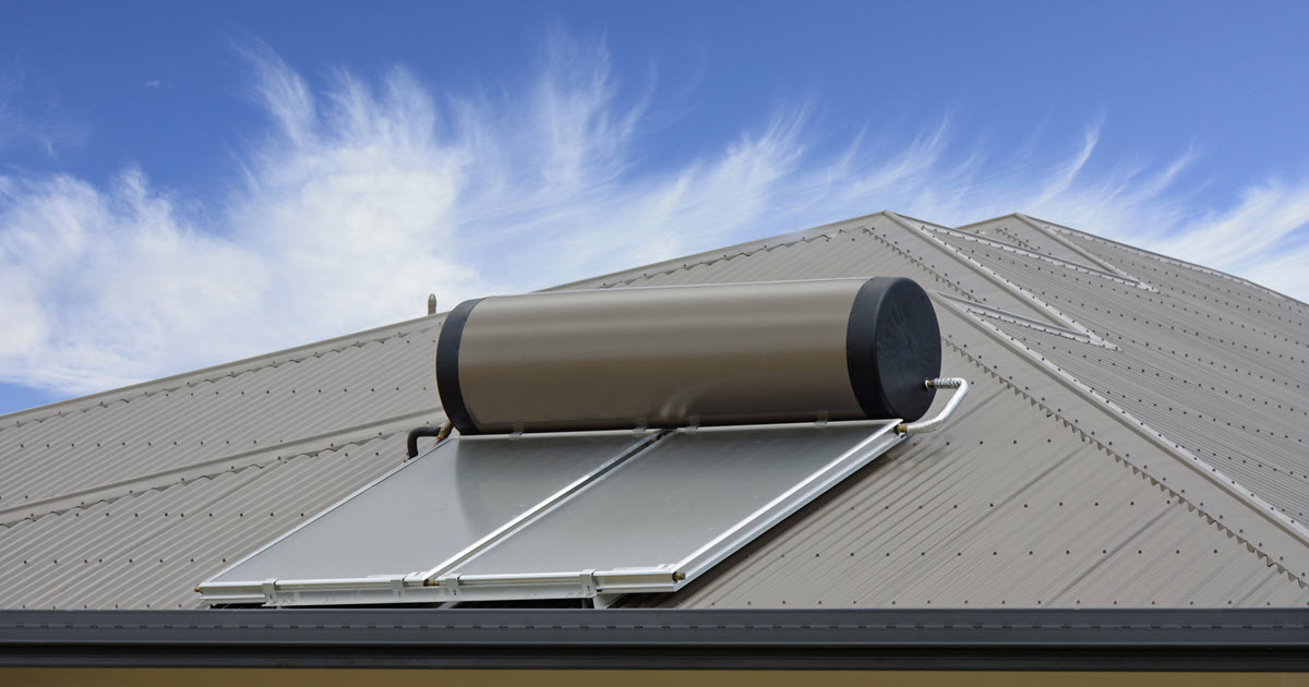 Solar hot water heater system installed on Perth roof.