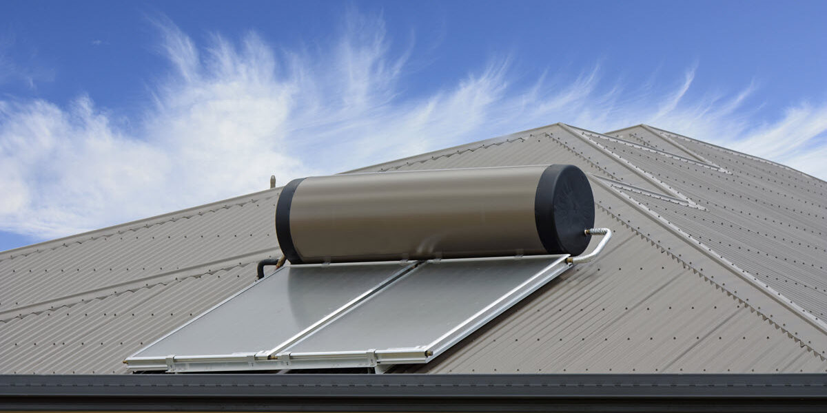 Solar hot water heater system installed on Perth roof.