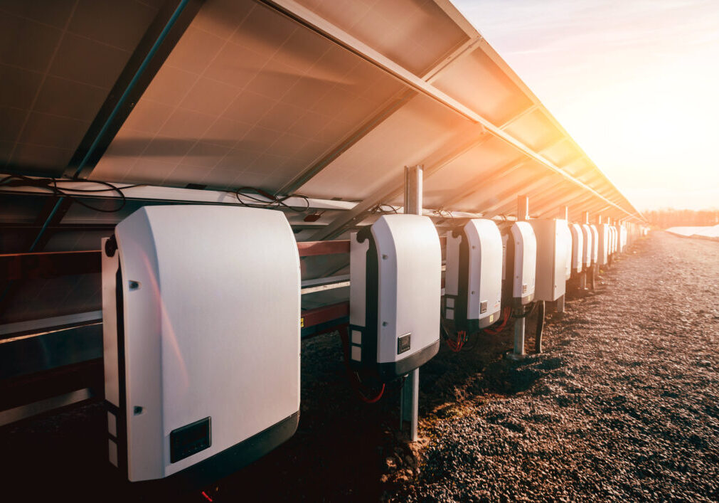 An image of a row of solar inverters